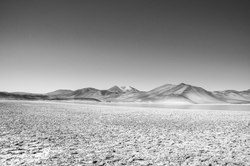 Abandoned Atacama Desert in black and white